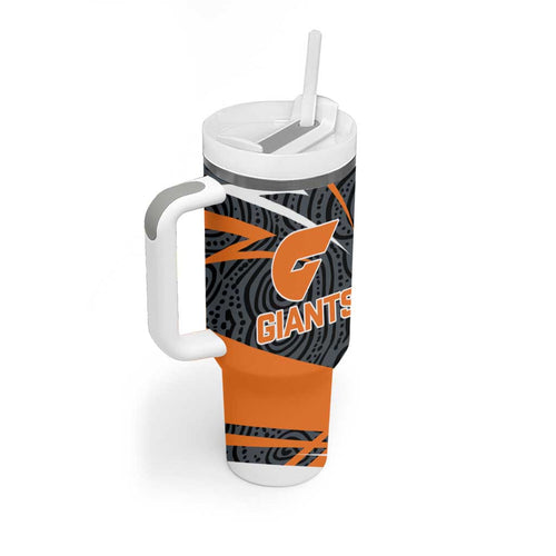 Greater Western Sydney Giants Australian Football Tumbler With Handle Athletic Hero Mascot With Indigenous Pattern Art