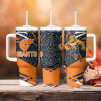 Greater Western Sydney Giants Australian Football Tumbler With Handle Athletic Hero Mascot With Indigenous Pattern Art