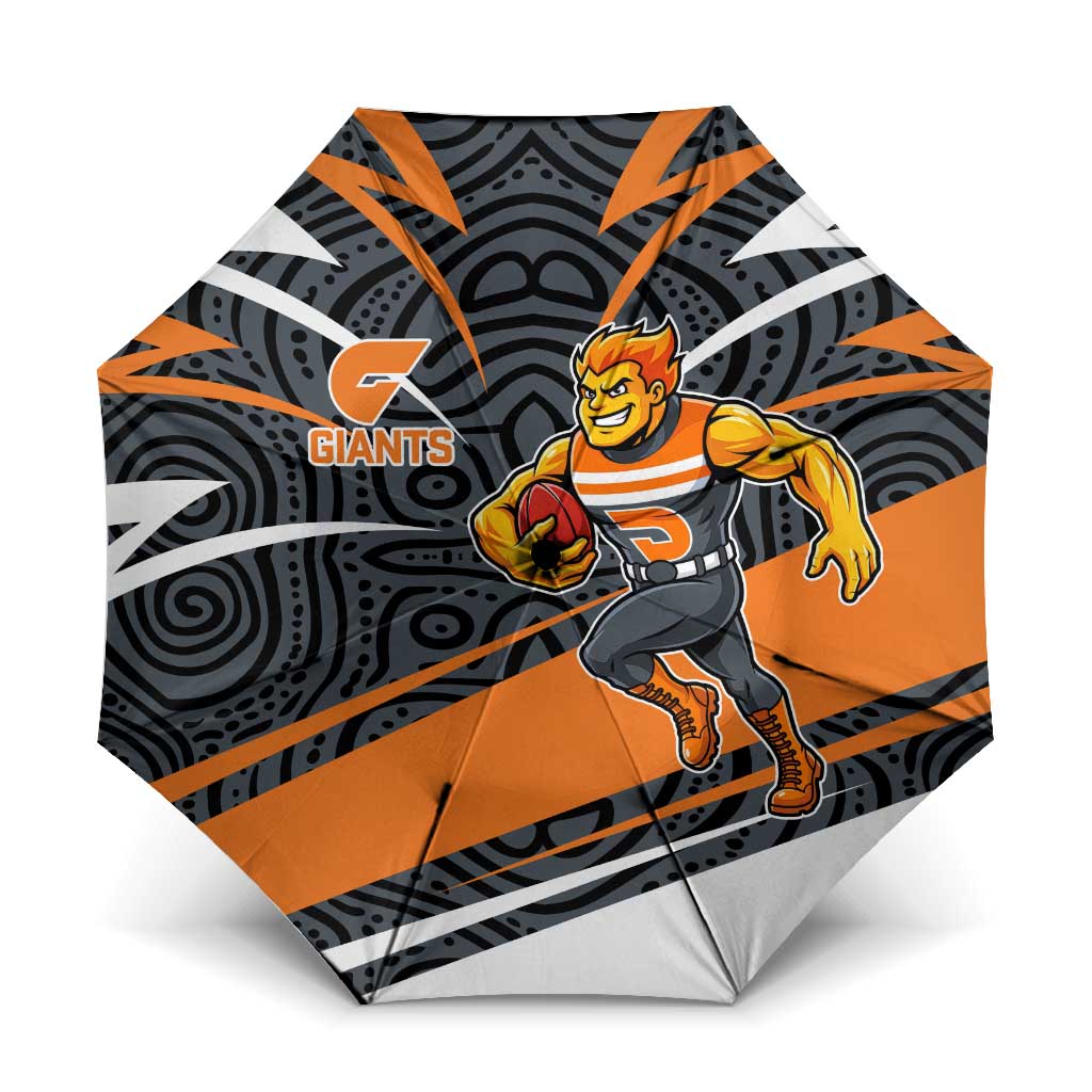Greater Western Sydney Giants Australian Football Umbrella Athletic Hero Mascot With Indigenous Pattern Art