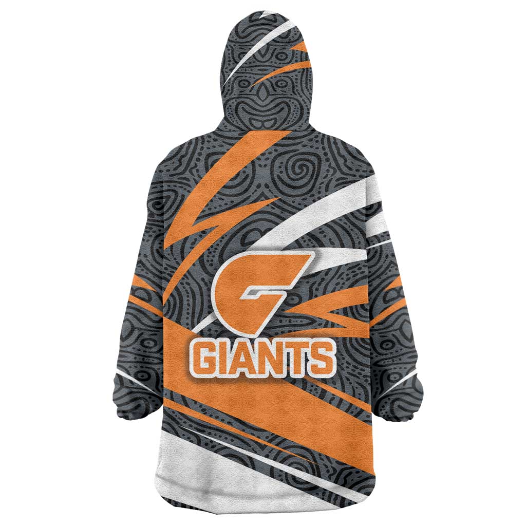 Greater Western Sydney Giants Australian Football Wearable Blanket Hoodie Athletic Hero Mascot With Indigenous Pattern Art