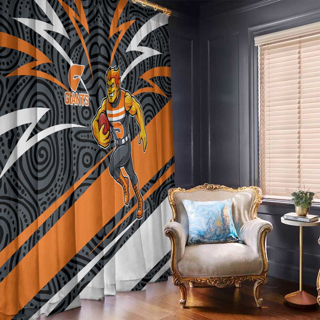 Greater Western Sydney Giants Australian Football Window Curtain Athletic Hero Mascot With Indigenous Pattern Art