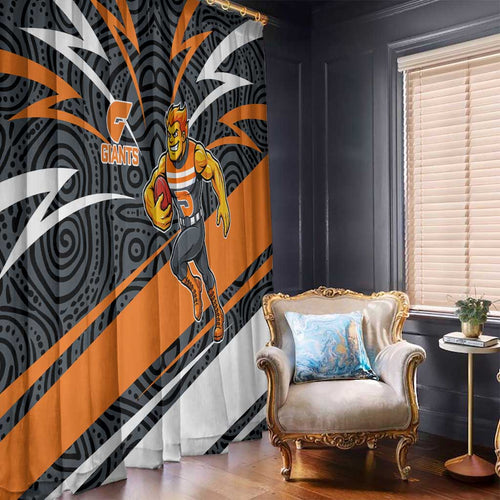 Greater Western Sydney Giants Australian Football Window Curtain Athletic Hero Mascot With Indigenous Pattern Art