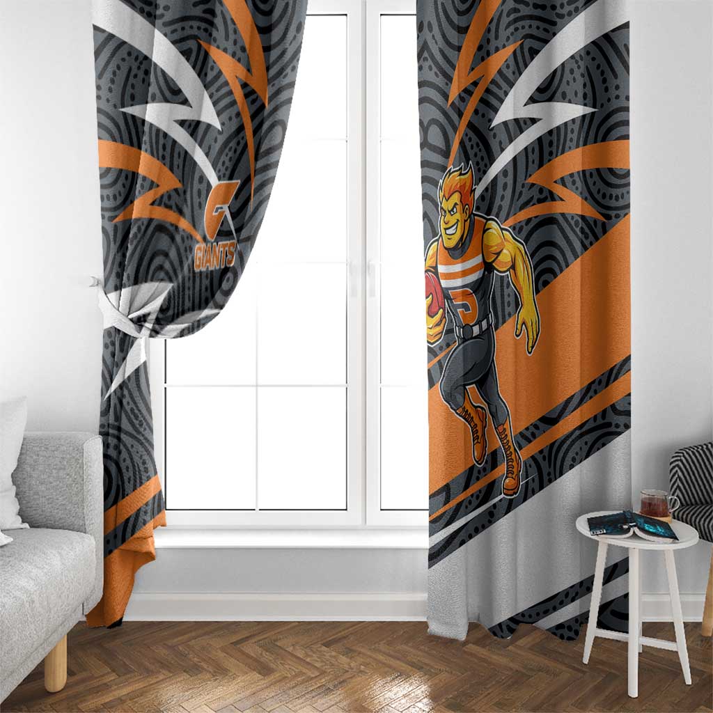 Greater Western Sydney Giants Australian Football Window Curtain Athletic Hero Mascot With Indigenous Pattern Art