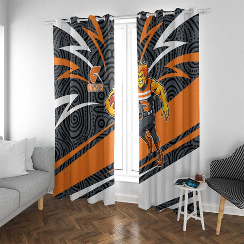 Greater Western Sydney Giants Australian Football Window Curtain Athletic Hero Mascot With Indigenous Pattern Art