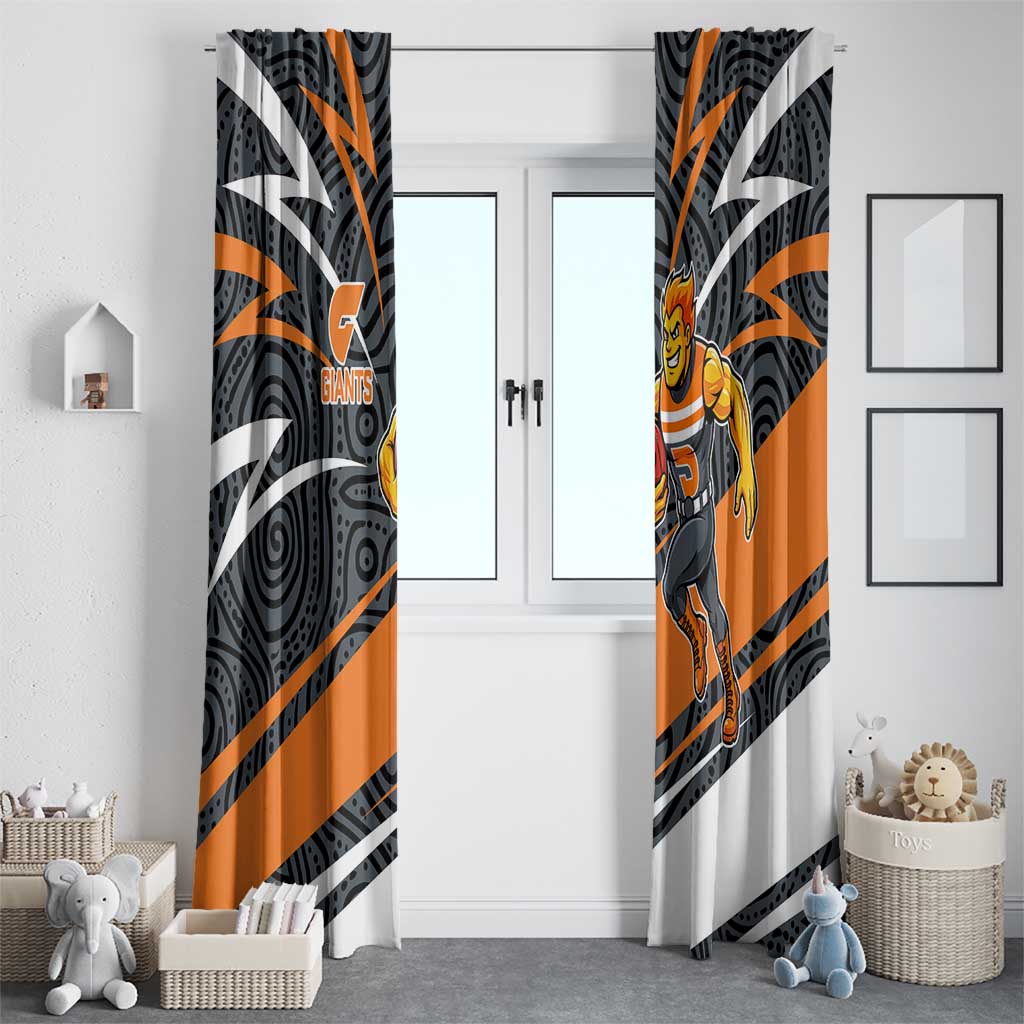 Greater Western Sydney Giants Australian Football Window Curtain Athletic Hero Mascot With Indigenous Pattern Art