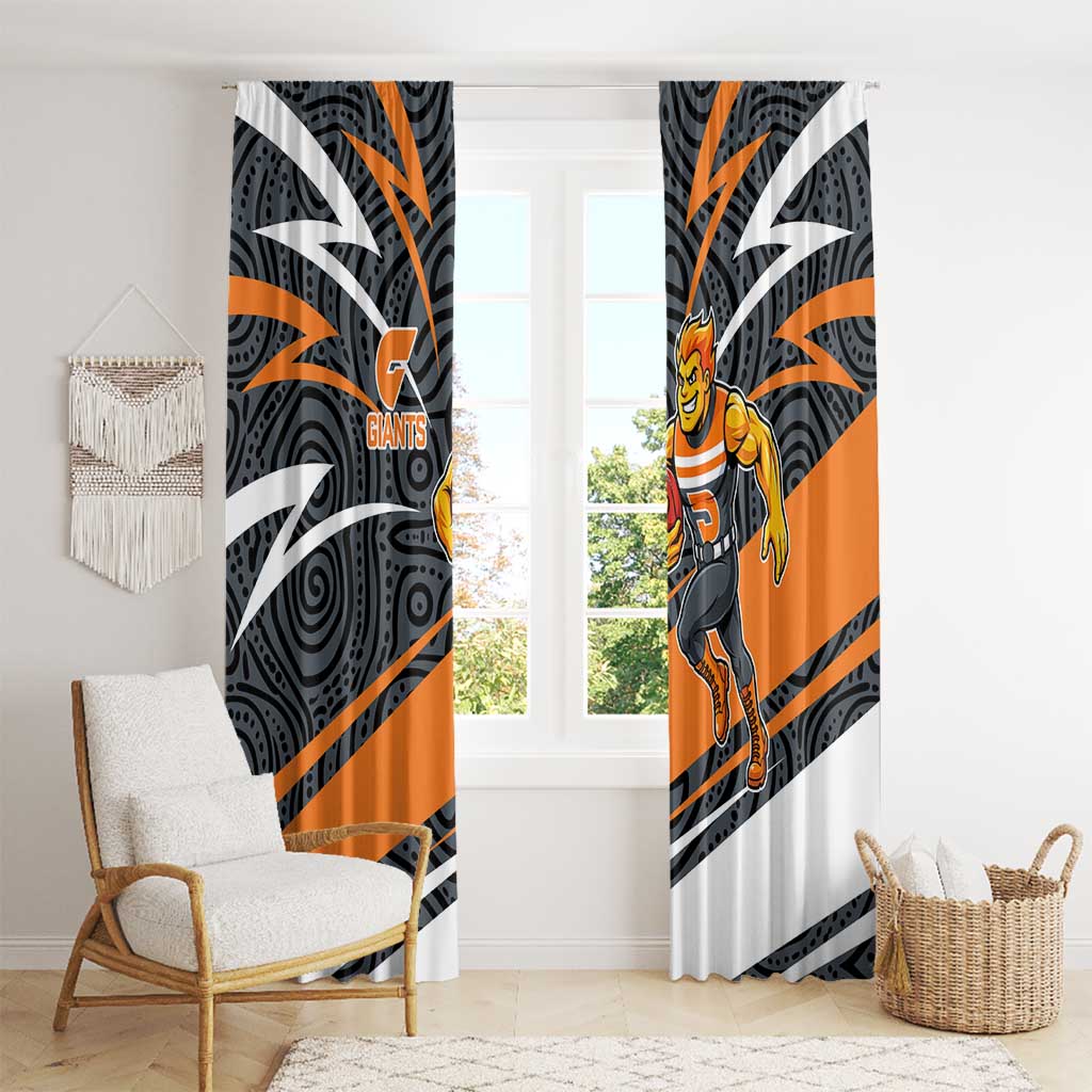 Greater Western Sydney Giants Australian Football Window Curtain Athletic Hero Mascot With Indigenous Pattern Art