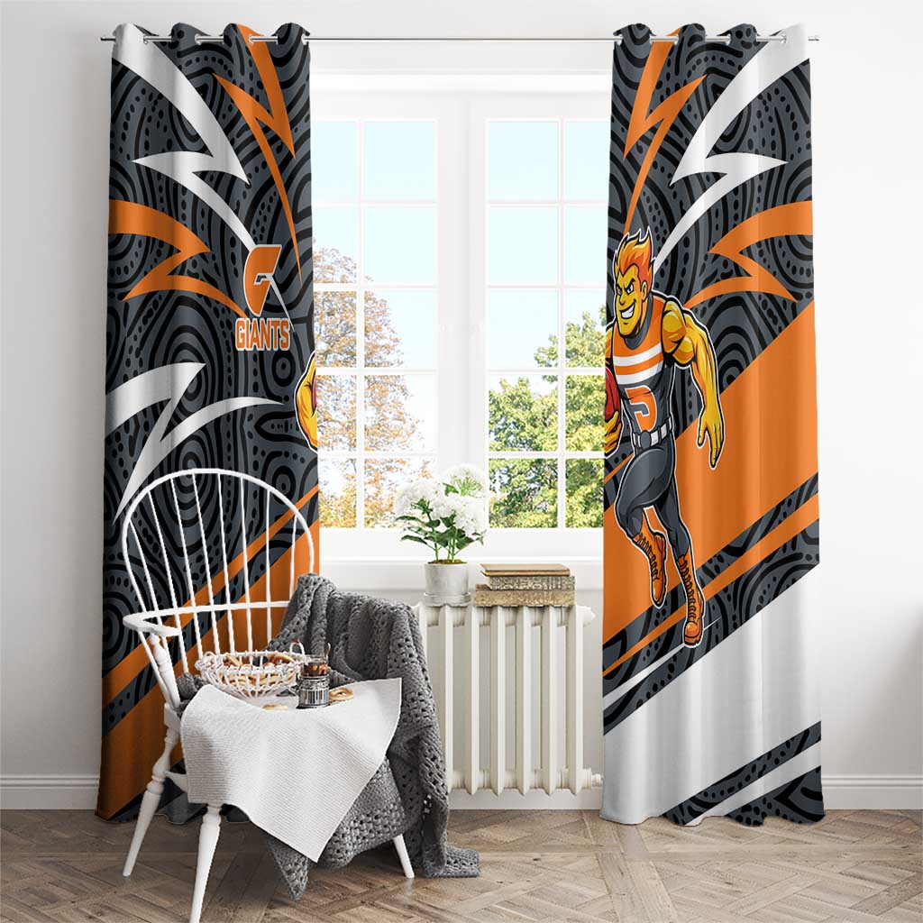 Greater Western Sydney Giants Australian Football Window Curtain Athletic Hero Mascot With Indigenous Pattern Art