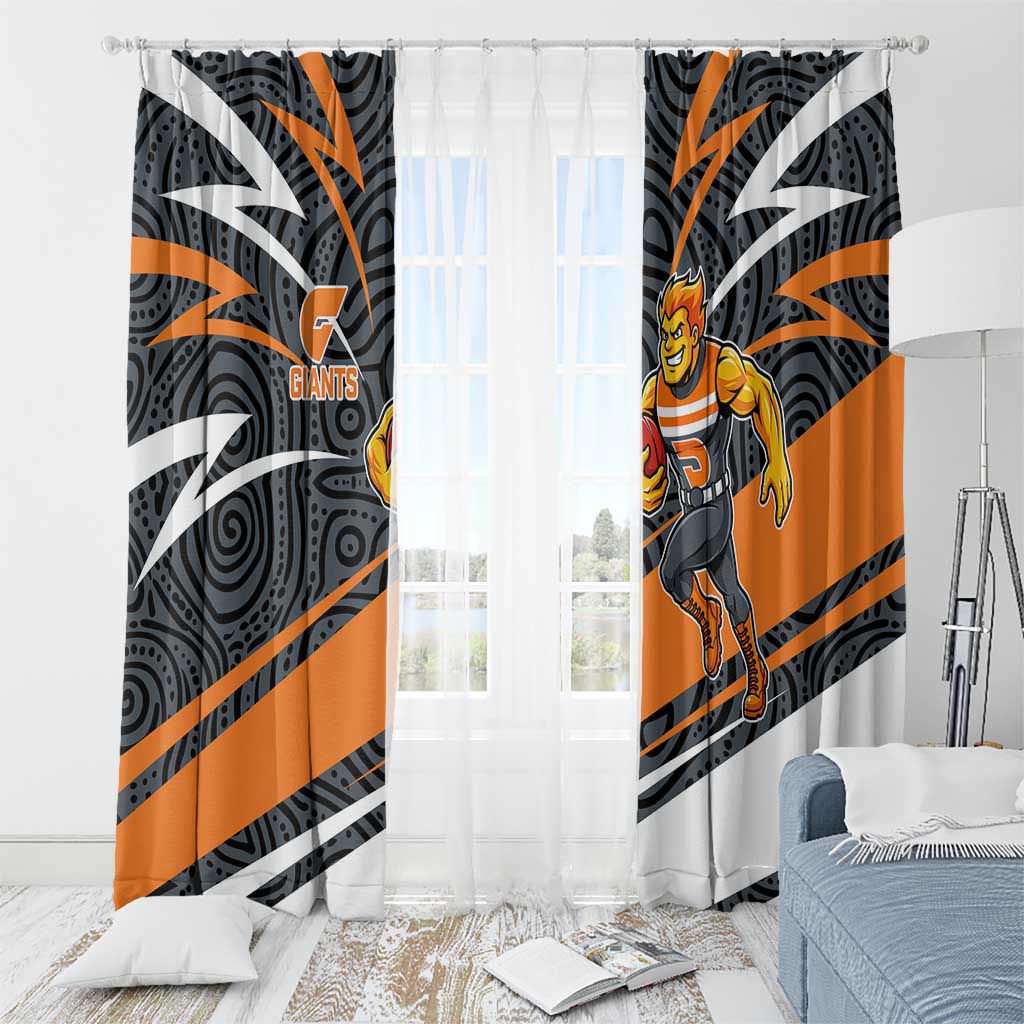 Greater Western Sydney Giants Australian Football Window Curtain Athletic Hero Mascot With Indigenous Pattern Art