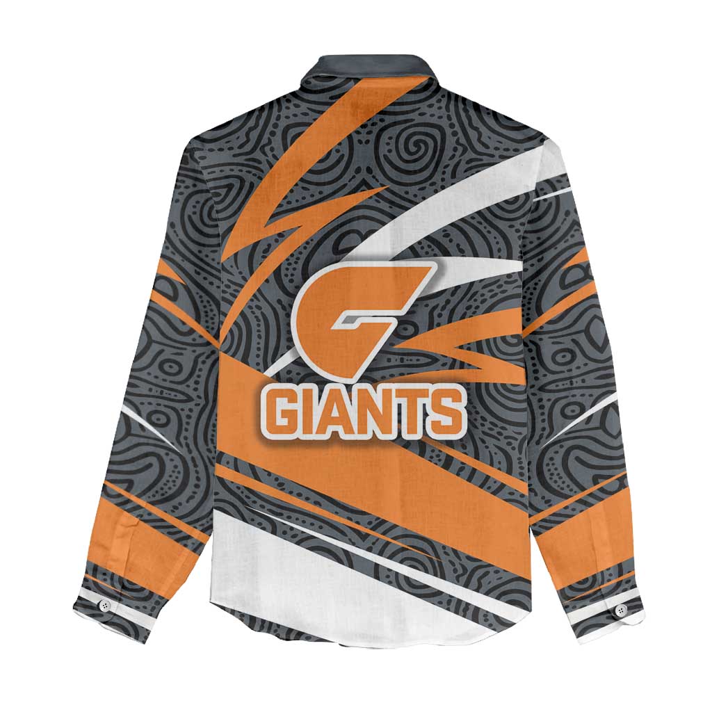 Greater Western Sydney Giants Australian Football Women Casual Shirt Athletic Hero Mascot With Indigenous Pattern Art