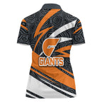 Greater Western Sydney Giants Australian Football Women Polo Shirt Athletic Hero Mascot With Indigenous Pattern Art