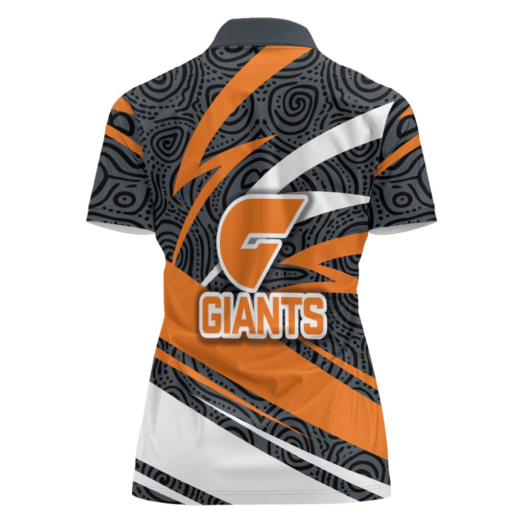 Greater Western Sydney Giants Australian Football Women Polo Shirt Athletic Hero Mascot With Indigenous Pattern Art