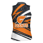 Greater Western Sydney Giants Australian Football Women Sleeveless Polo Shirt Athletic Hero Mascot With Indigenous Pattern Art