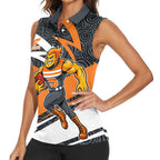 Greater Western Sydney Giants Australian Football Women Sleeveless Polo Shirt Athletic Hero Mascot With Indigenous Pattern Art