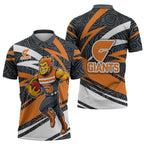 Greater Western Sydney Giants Australian Football Zipper Polo Shirt Athletic Hero Mascot With Indigenous Pattern Art