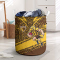 Hawthorn Hawks Australian Football Laundry Basket Fierce Bird Mascot With Indigenous Pattern Art
