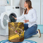 Hawthorn Hawks Australian Football Laundry Basket Fierce Bird Mascot With Indigenous Pattern Art
