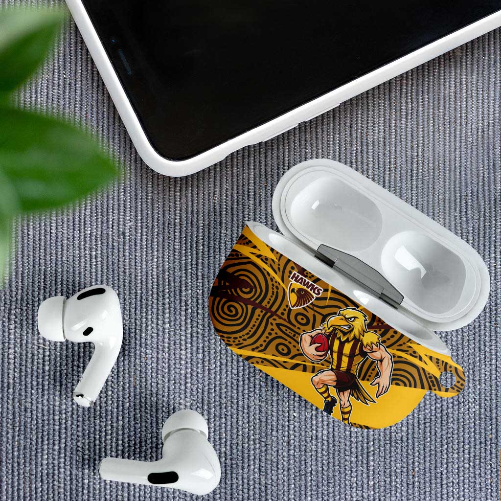 Hawthorn Hawks Australian Football AirPods Case Fierce Bird Mascot With Indigenous Pattern Art