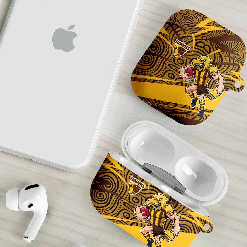 Hawthorn Hawks Australian Football AirPods Case Fierce Bird Mascot With Indigenous Pattern Art