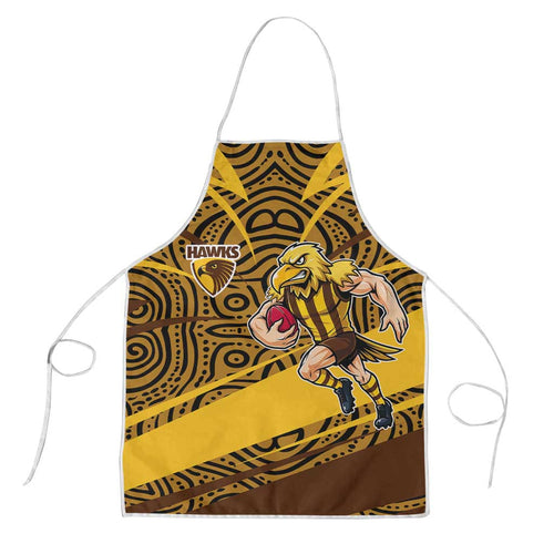 Hawthorn Hawks Australian Football Apron Fierce Bird Mascot With Indigenous Pattern Art