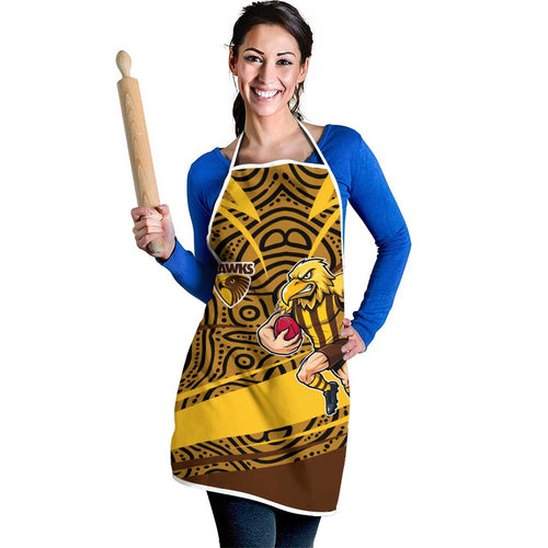 Hawthorn Hawks Australian Football Apron Fierce Bird Mascot With Indigenous Pattern Art