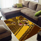 Hawthorn Hawks Australian Football Area Rug Fierce Bird Mascot With Indigenous Pattern Art