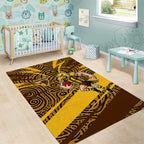 Hawthorn Hawks Australian Football Area Rug Fierce Bird Mascot With Indigenous Pattern Art