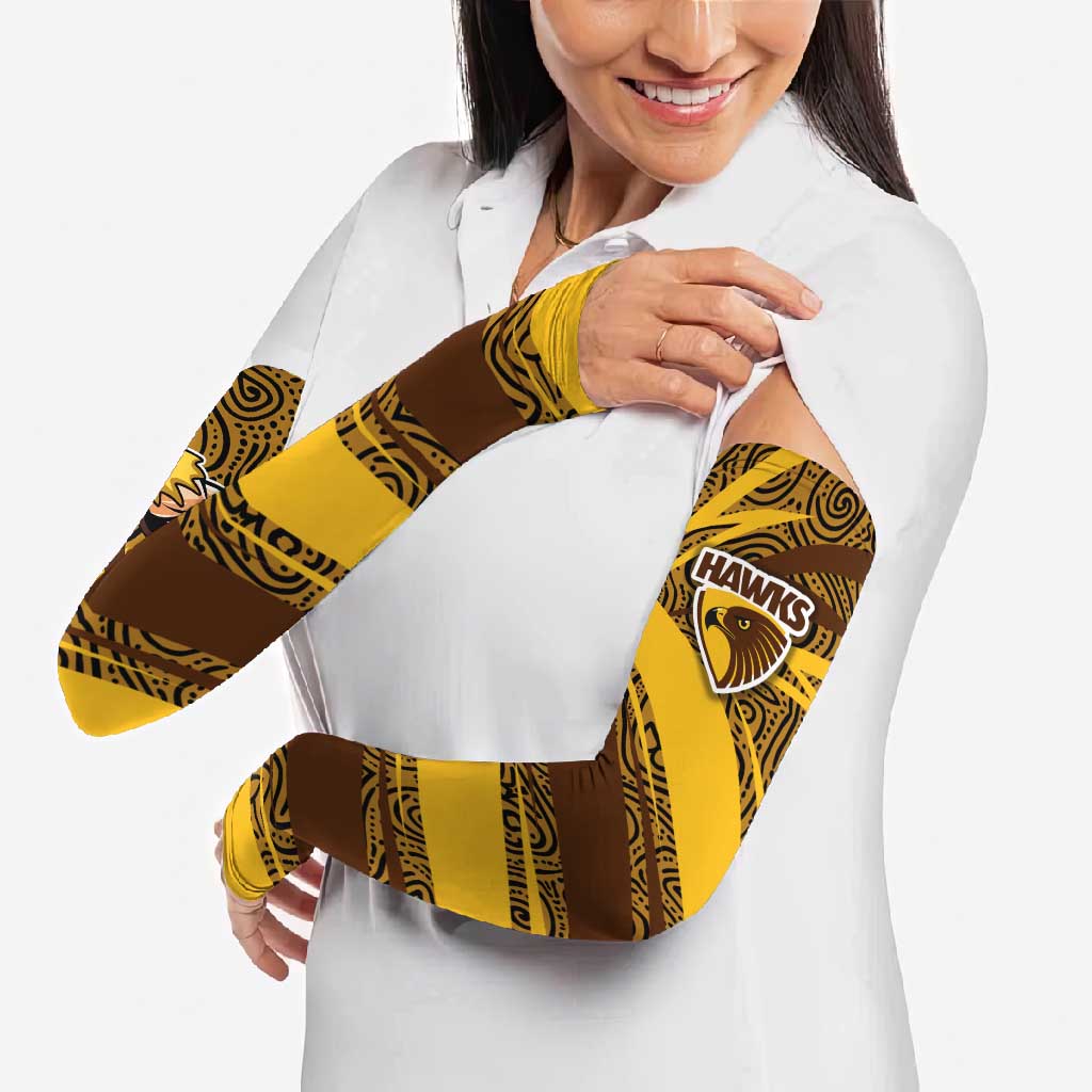 Hawthorn Hawks Australian Football Arm Sleeves Fierce Bird Mascot With Indigenous Pattern Art