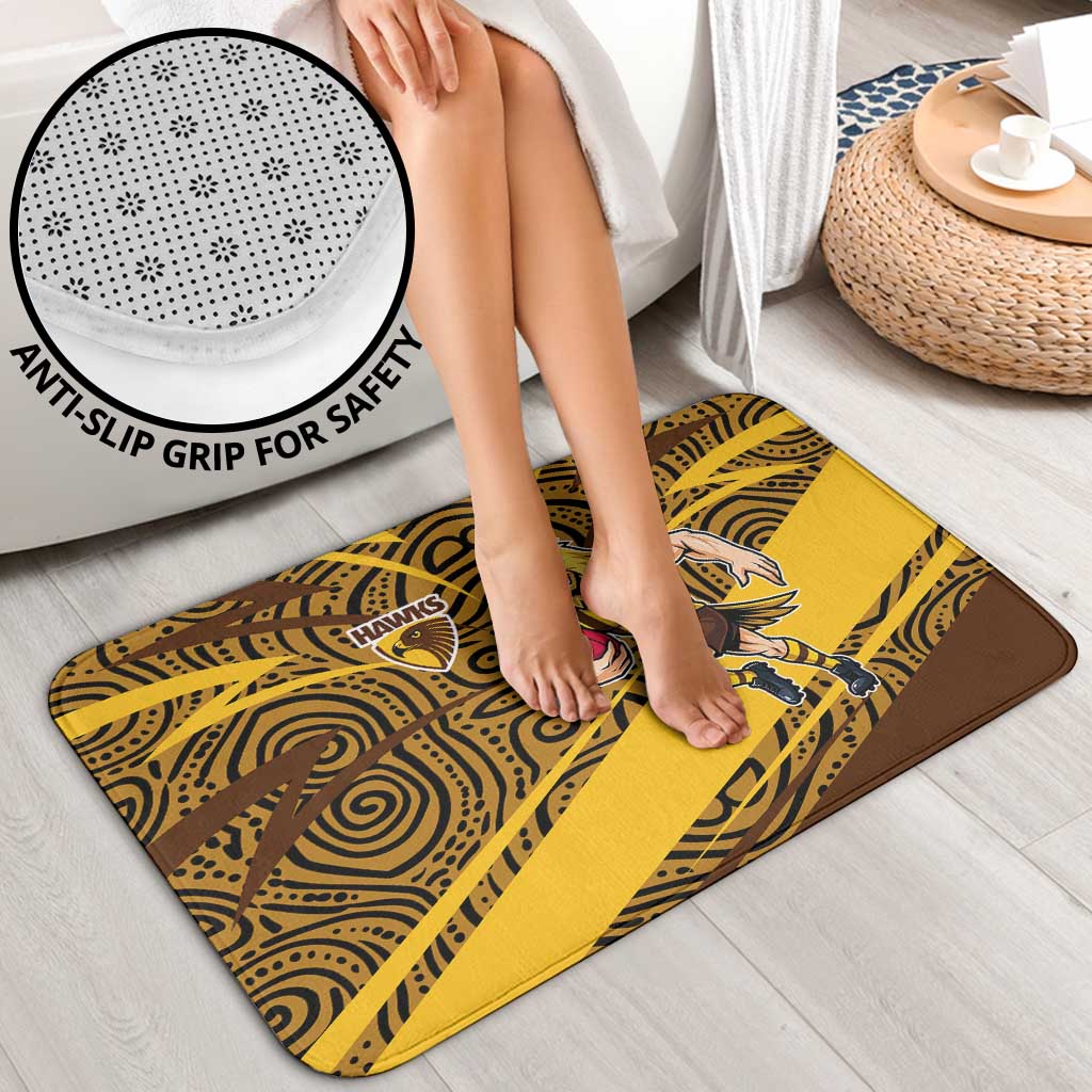 Hawthorn Hawks Australian Football Bathroom Set Fierce Bird Mascot With Indigenous Pattern Art