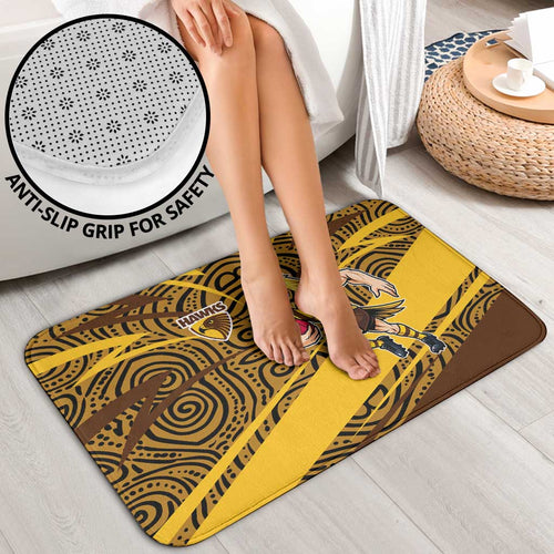 Hawthorn Hawks Australian Football Bathroom Set Fierce Bird Mascot With Indigenous Pattern Art