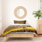 Hawthorn Hawks Australian Football Bedding Set Fierce Bird Mascot With Indigenous Pattern Art