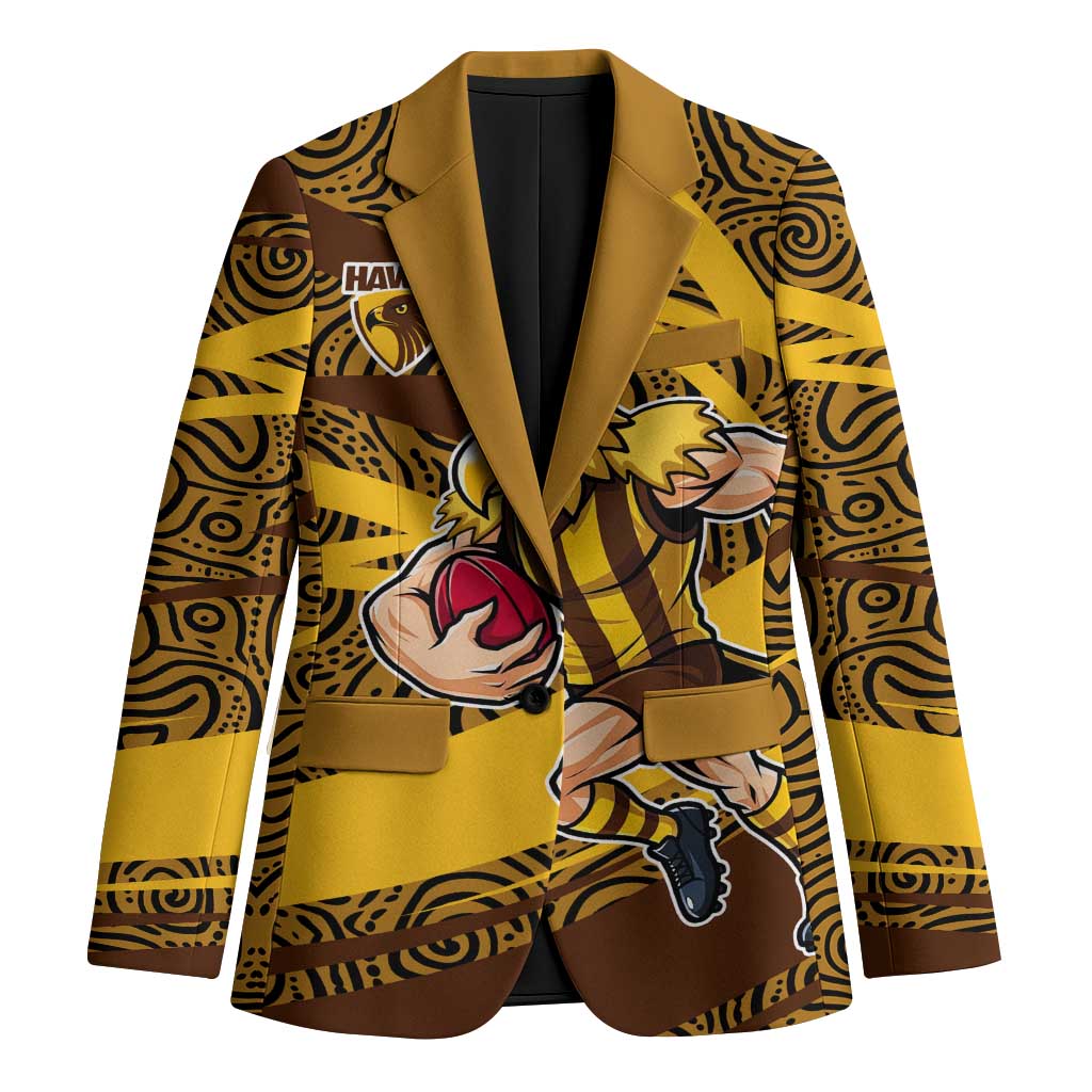 Hawthorn Hawks Australian Football Blazer Fierce Bird Mascot With Indigenous Pattern Art