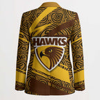 Hawthorn Hawks Australian Football Blazer Fierce Bird Mascot With Indigenous Pattern Art