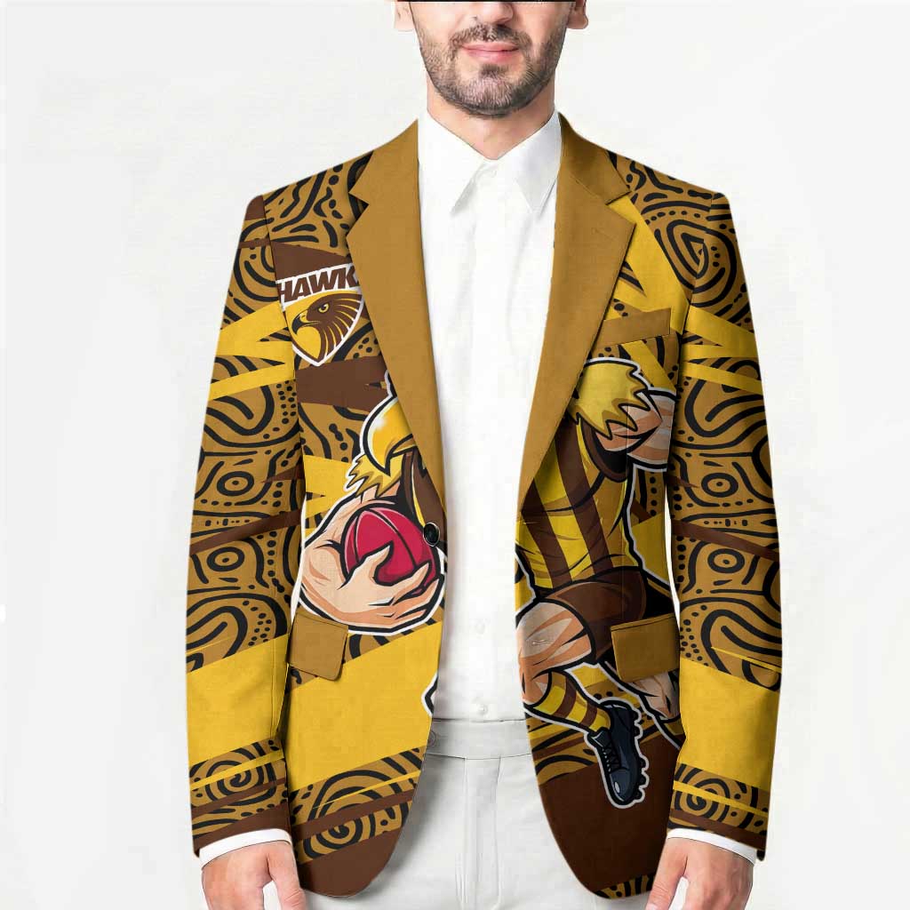 Hawthorn Hawks Australian Football Blazer Fierce Bird Mascot With Indigenous Pattern Art