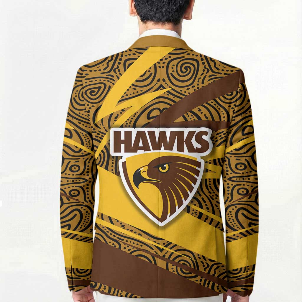 Hawthorn Hawks Australian Football Blazer Fierce Bird Mascot With Indigenous Pattern Art