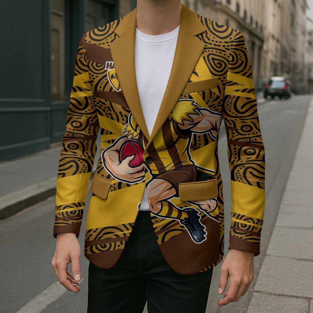 Hawthorn Hawks Australian Football Blazer Fierce Bird Mascot With Indigenous Pattern Art