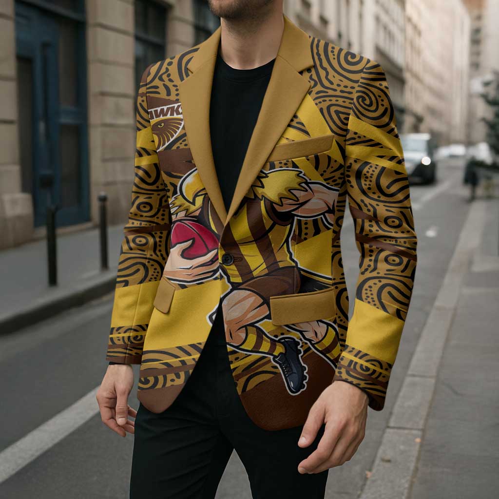 Hawthorn Hawks Australian Football Blazer Fierce Bird Mascot With Indigenous Pattern Art