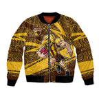 Hawthorn Hawks Australian Football Bomber Jacket Fierce Bird Mascot With Indigenous Pattern Art