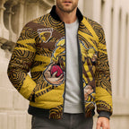 Hawthorn Hawks Australian Football Bomber Puffer Jacket Fierce Bird Mascot With Indigenous Pattern Art