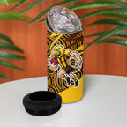Hawthorn Hawks Australian Football 4 in 1 Can Cooler Tumbler Fierce Bird Mascot With Indigenous Pattern Art