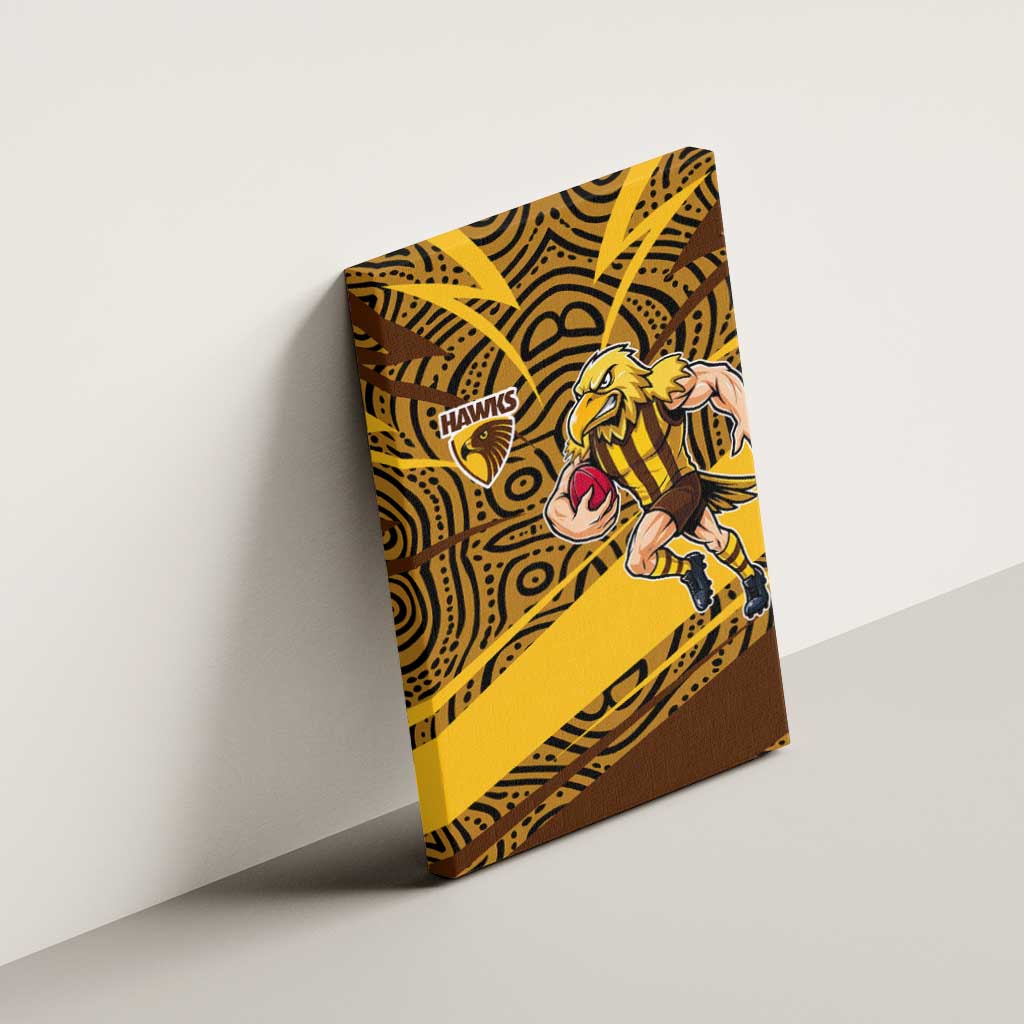 Hawthorn Hawks Australian Football Canvas Wall Art Fierce Bird Mascot With Indigenous Pattern Art