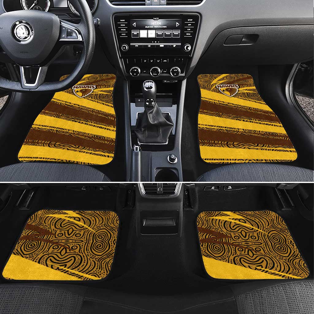 Hawthorn Hawks Australian Football Car Mats Fierce Bird Mascot With Indigenous Pattern Art