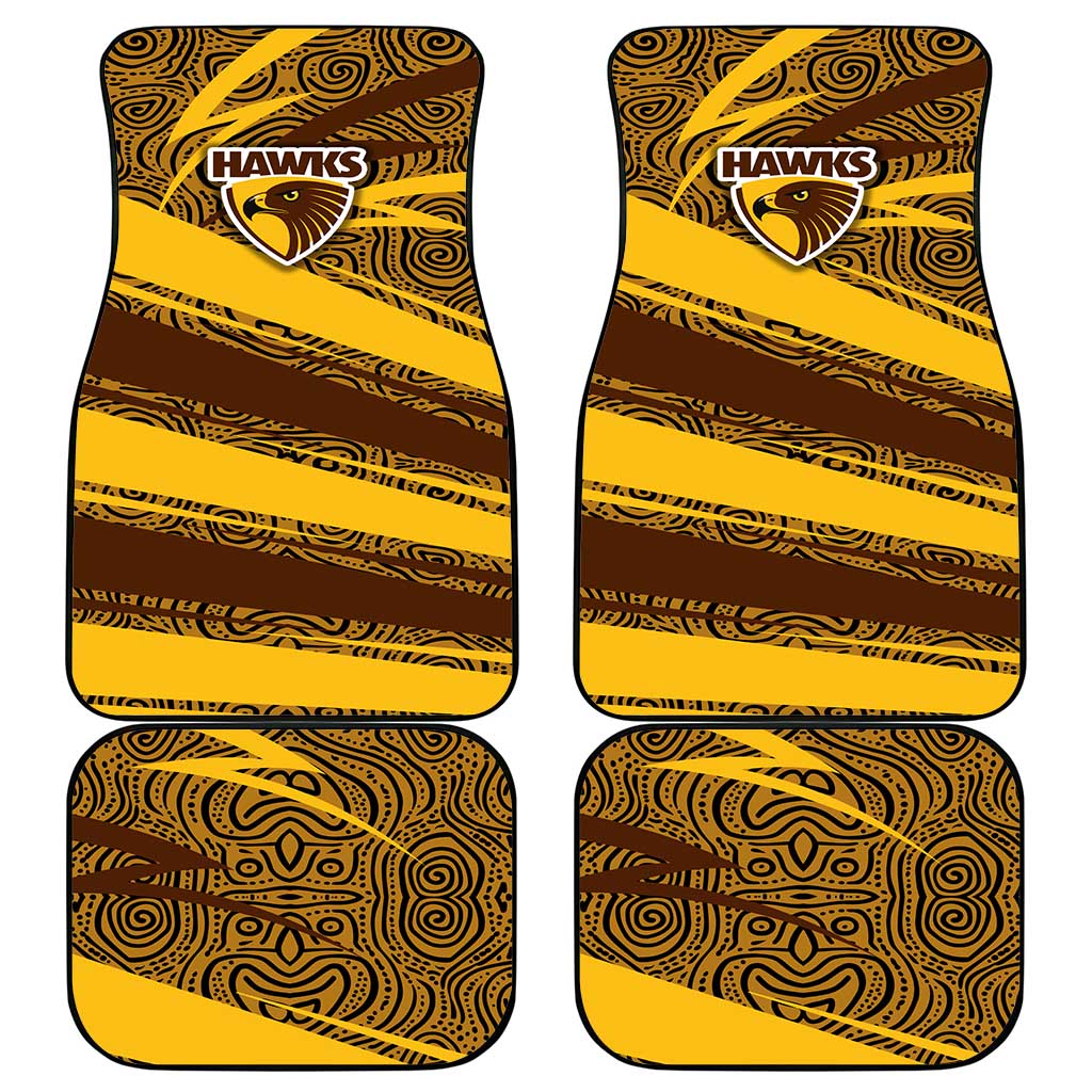 Hawthorn Hawks Australian Football Car Mats Fierce Bird Mascot With Indigenous Pattern Art