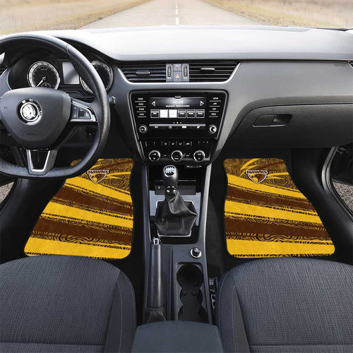 Hawthorn Hawks Australian Football Car Mats Fierce Bird Mascot With Indigenous Pattern Art