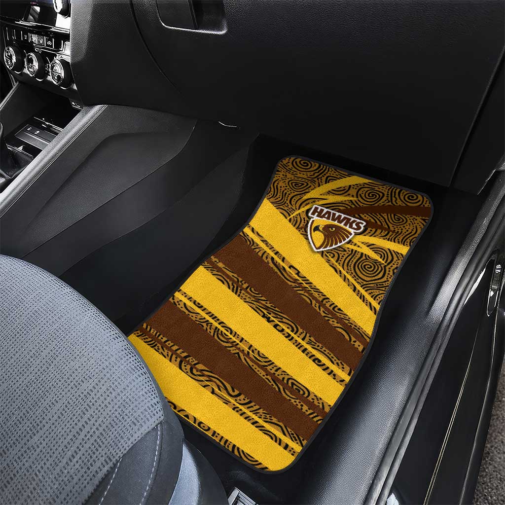 Hawthorn Hawks Australian Football Car Mats Fierce Bird Mascot With Indigenous Pattern Art