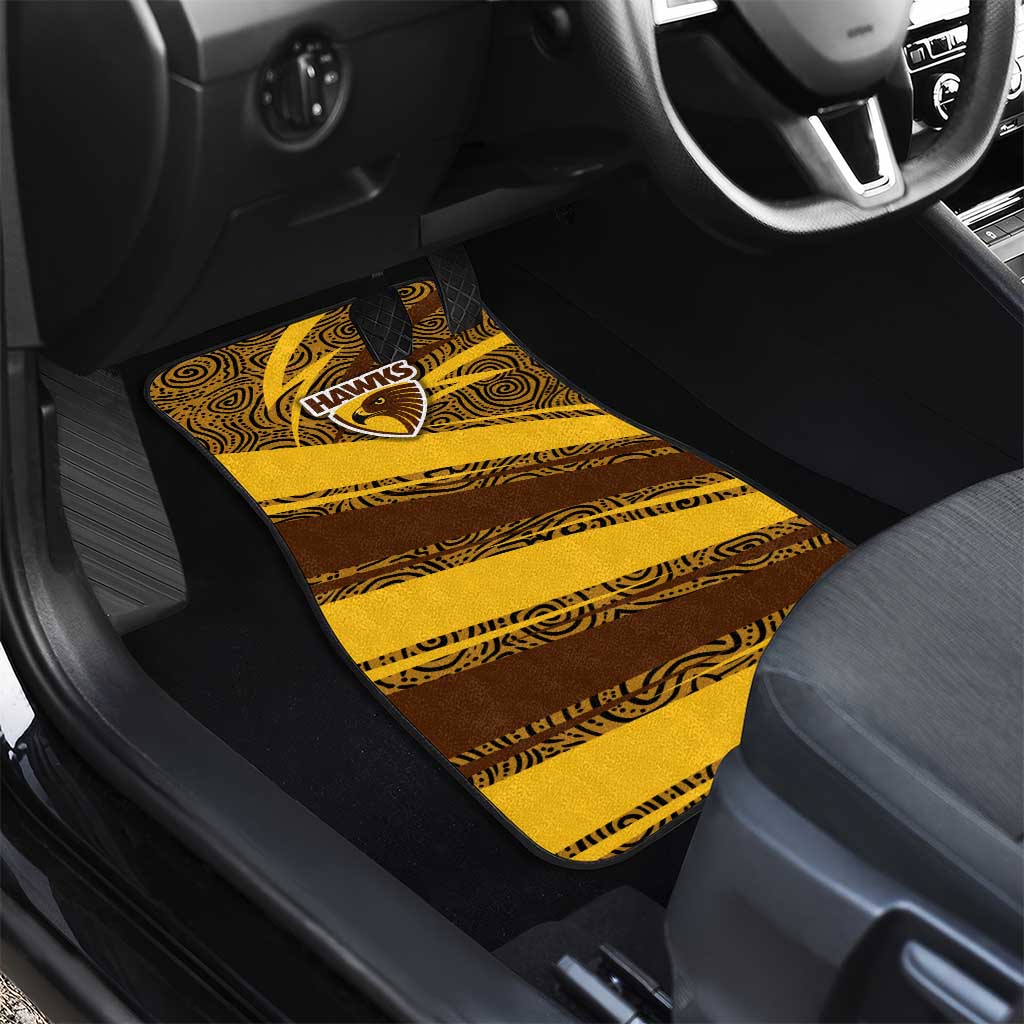 Hawthorn Hawks Australian Football Car Mats Fierce Bird Mascot With Indigenous Pattern Art