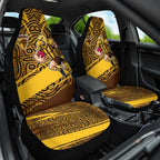 Hawthorn Hawks Australian Football Car Seat Cover Fierce Bird Mascot With Indigenous Pattern Art