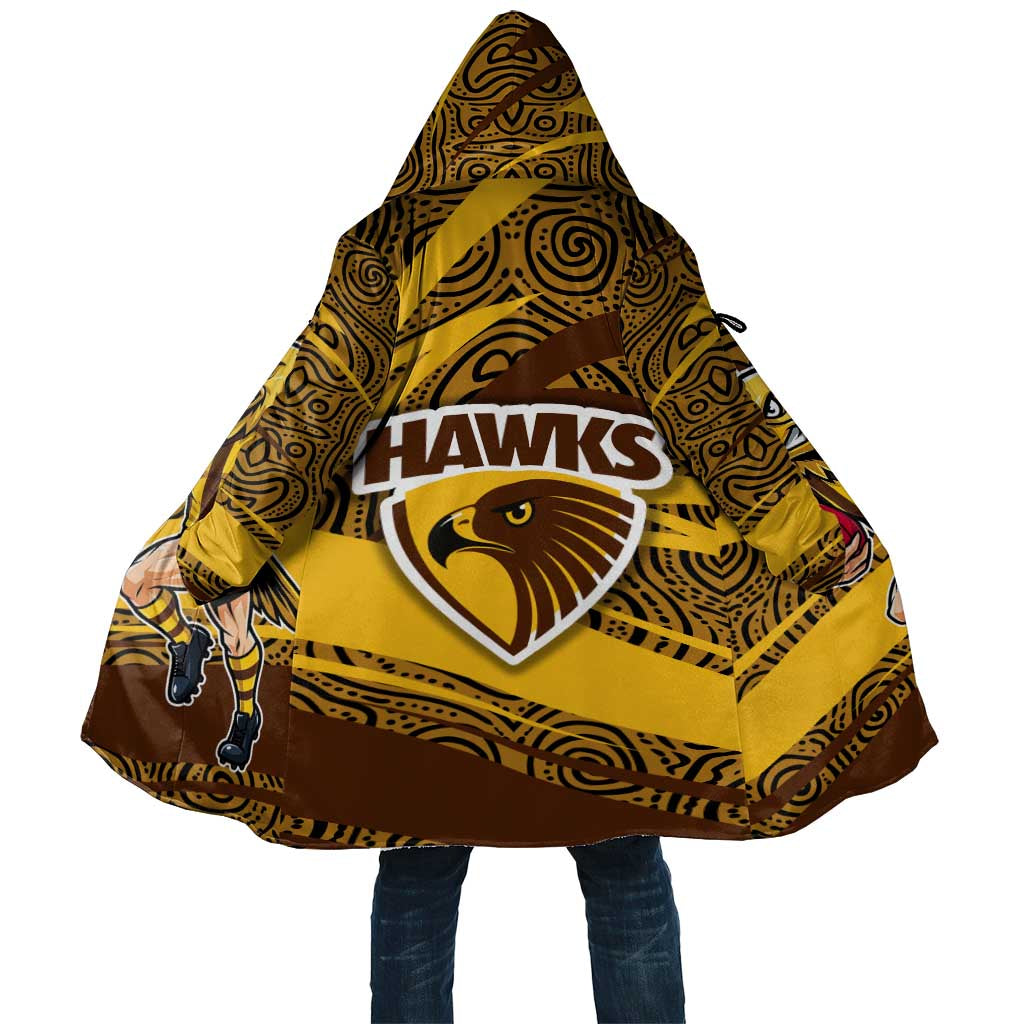 Hawthorn Hawks Australian Football Cloak Fierce Bird Mascot With Indigenous Pattern Art