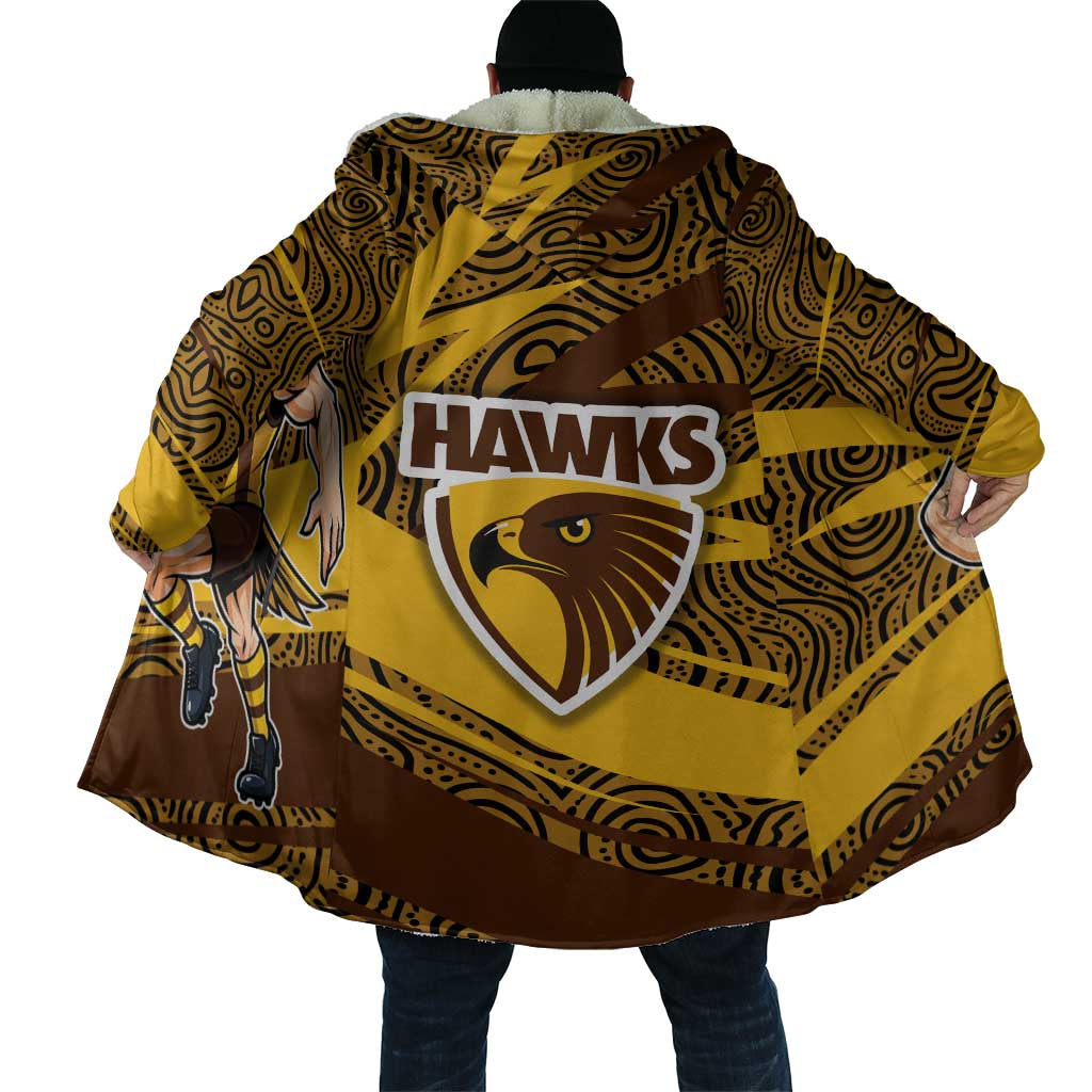Hawthorn Hawks Australian Football Cloak Fierce Bird Mascot With Indigenous Pattern Art