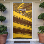 Hawthorn Hawks Australian Football Door Cover Fierce Bird Mascot With Indigenous Pattern Art