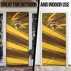 Hawthorn Hawks Australian Football Door Cover Fierce Bird Mascot With Indigenous Pattern Art